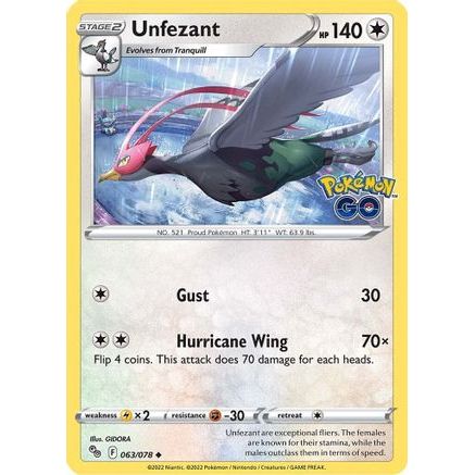 Unfezant 63/78 - Pokemon GO Reverse Holofoil
