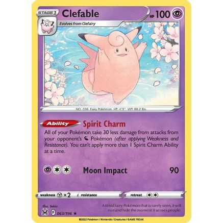 Clefable 63/196 - SWSH11 Lost Origin Reverse Holofoil
