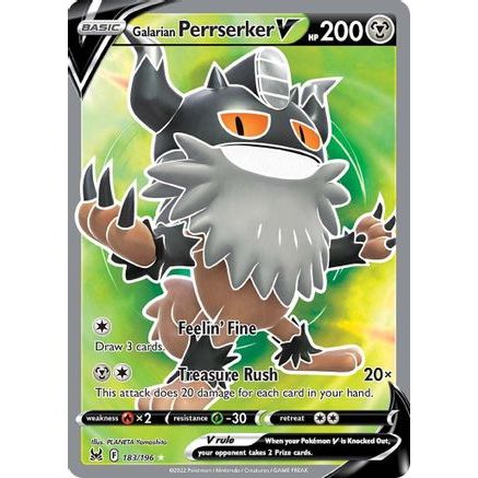 Galarian Perrserker V (Full Art) 183/196 - SWSH11 Lost Origin Holofoil