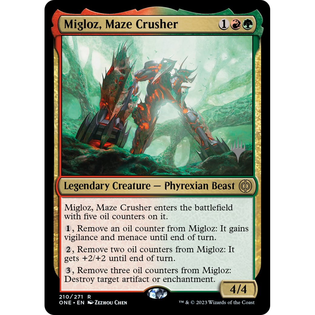 Migloz, Maze Crusher (PPONE-210P) - Phyrexia: All Will Be One Promos
