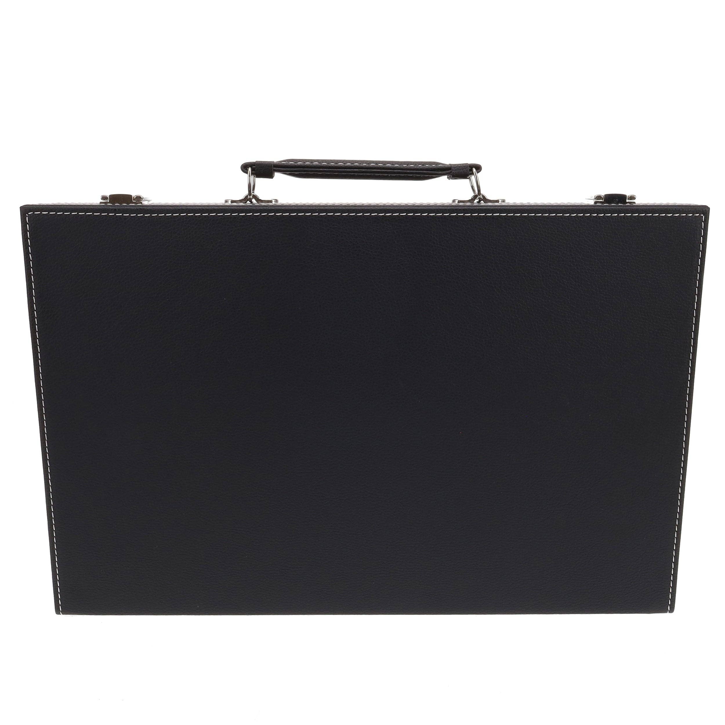 Elegant Black Leatherette Backgammon, 14.75 x 9.75 in.