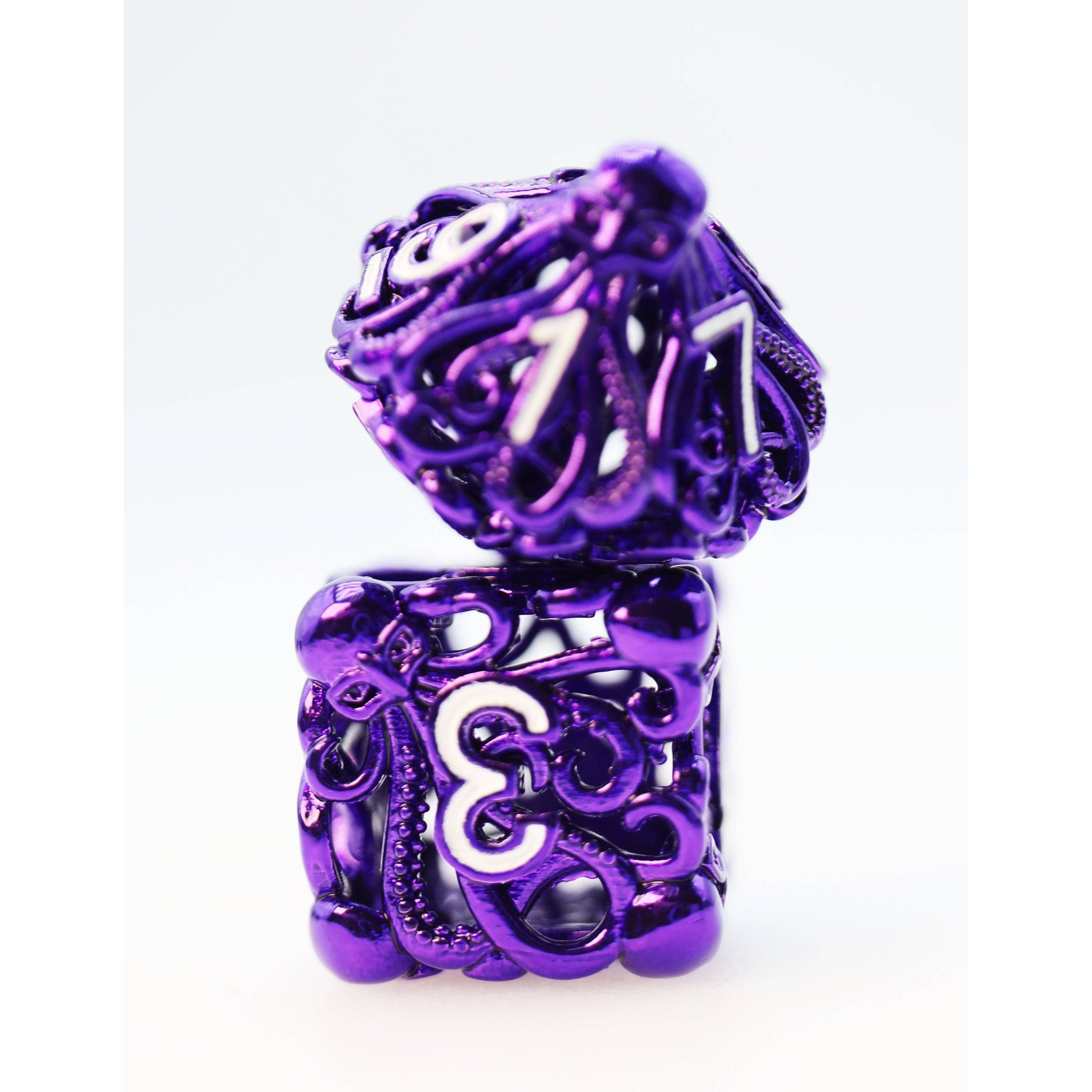 Mind Eater: Electric Purple - Hollow Metal RPG Dice Set