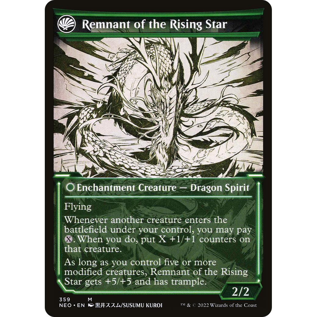Jugan Defends the Temple // Remnant of the Rising Star (NEO-359) - Kamigawa: Neon Dynasty: (Showcase, fandfc)
