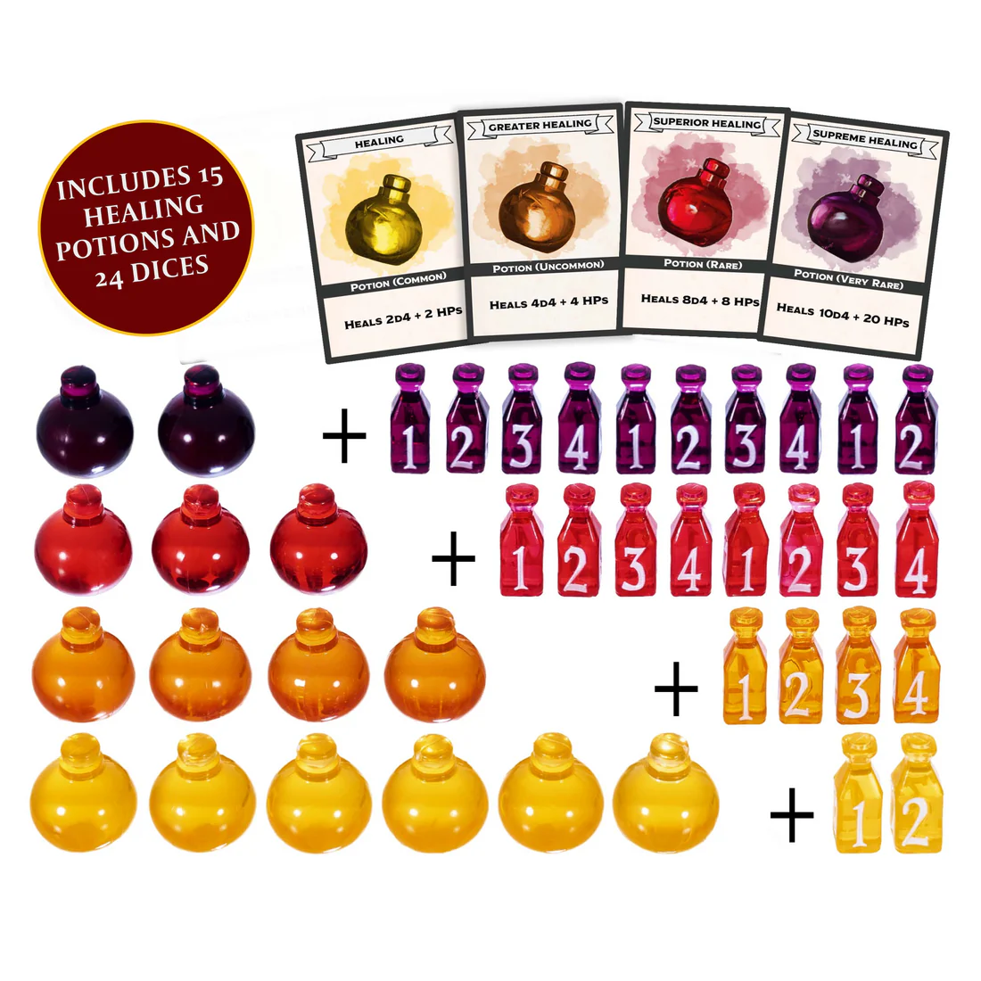 RPG Healing Potion Markers & Dice 24ct Set