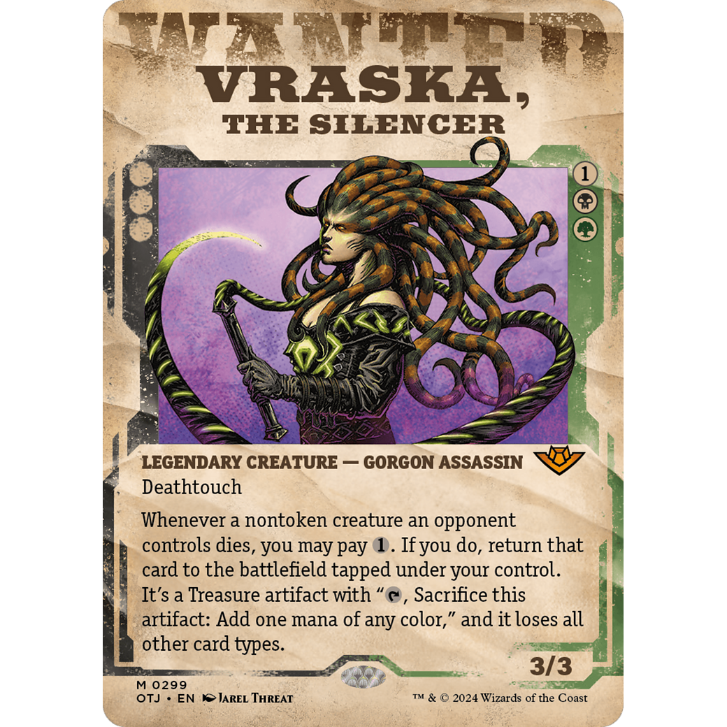 Vraska, the Silencer (OTJ-299) - Outlaws of Thunder Junction: (Showcase) (Borderless) Foil