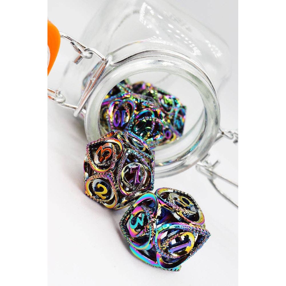 Hollow Hearts: Jeweled Burnt Opal - Metal RPG Dice Set