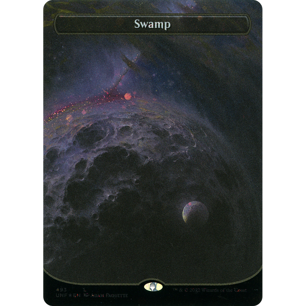 Swamp (493) (Borderless) (Galaxy Foil) (UNF-493) - Unfinity (Borderless) Foil