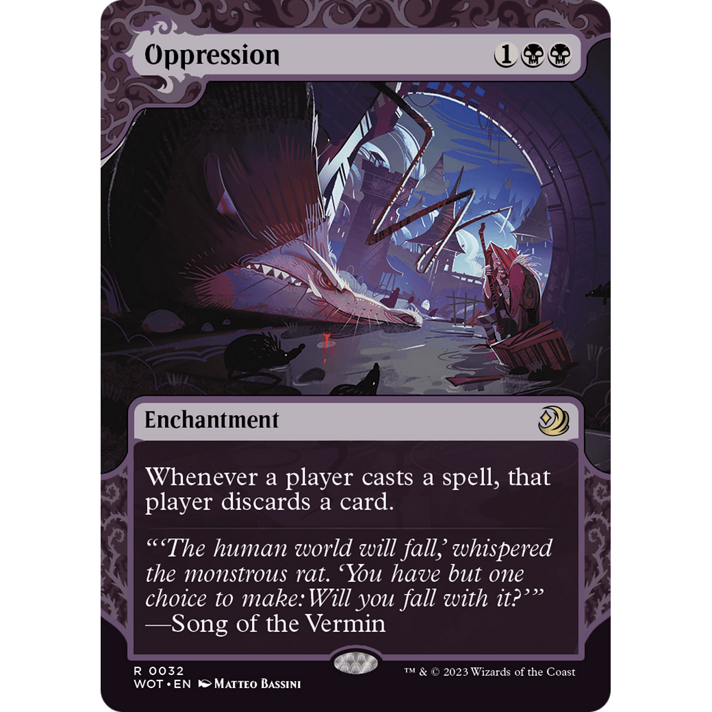 Oppression (WOT-032) - Wilds of Eldraine: Enchanting Tales: (Showcase) (Borderless) Foil