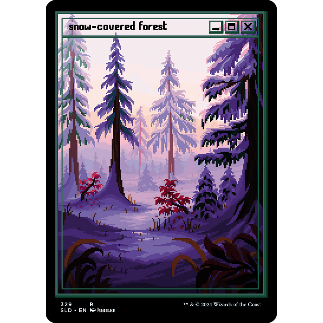 Snow-Covered Forest (PixelSnowLands.jpg) (SLD-329) - Secret Lair Drop