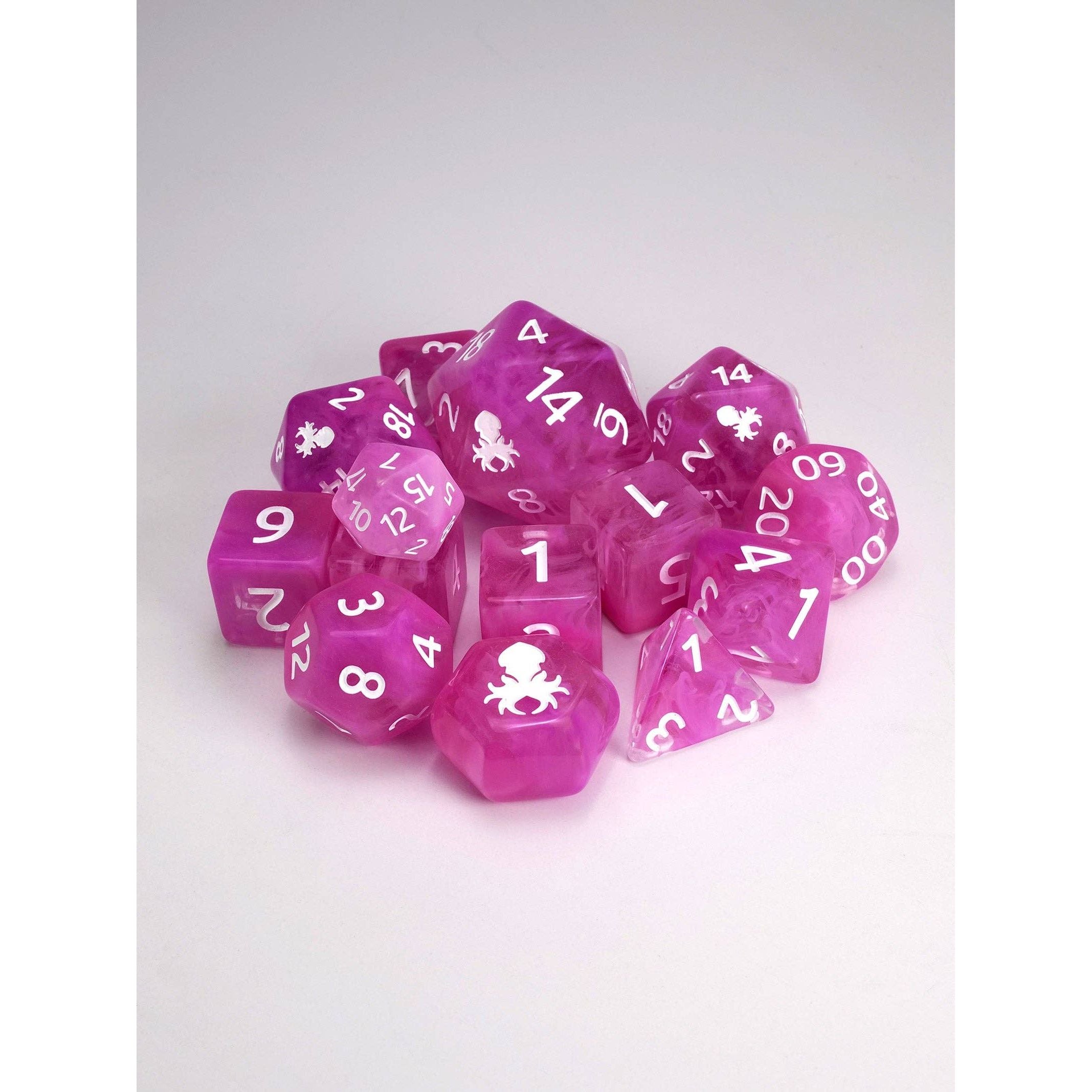 Sea Maiden 14pc Dice Set inked in White
