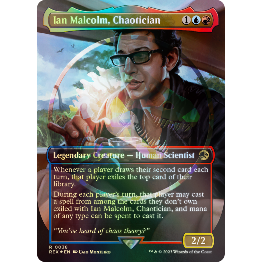 Ian Malcolm, Chaotician (Borderless) (Emblem) (REX-038) - Jurassic World Collection (Borderless) Foil