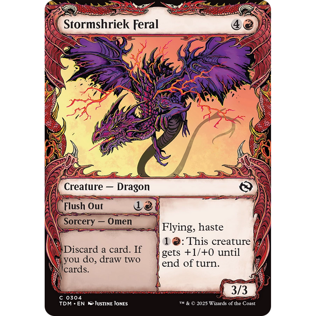 Stormshriek Feral // Flush Out (TDM-304) - Tarkir: Dragonstorm: (Showcase) Foil