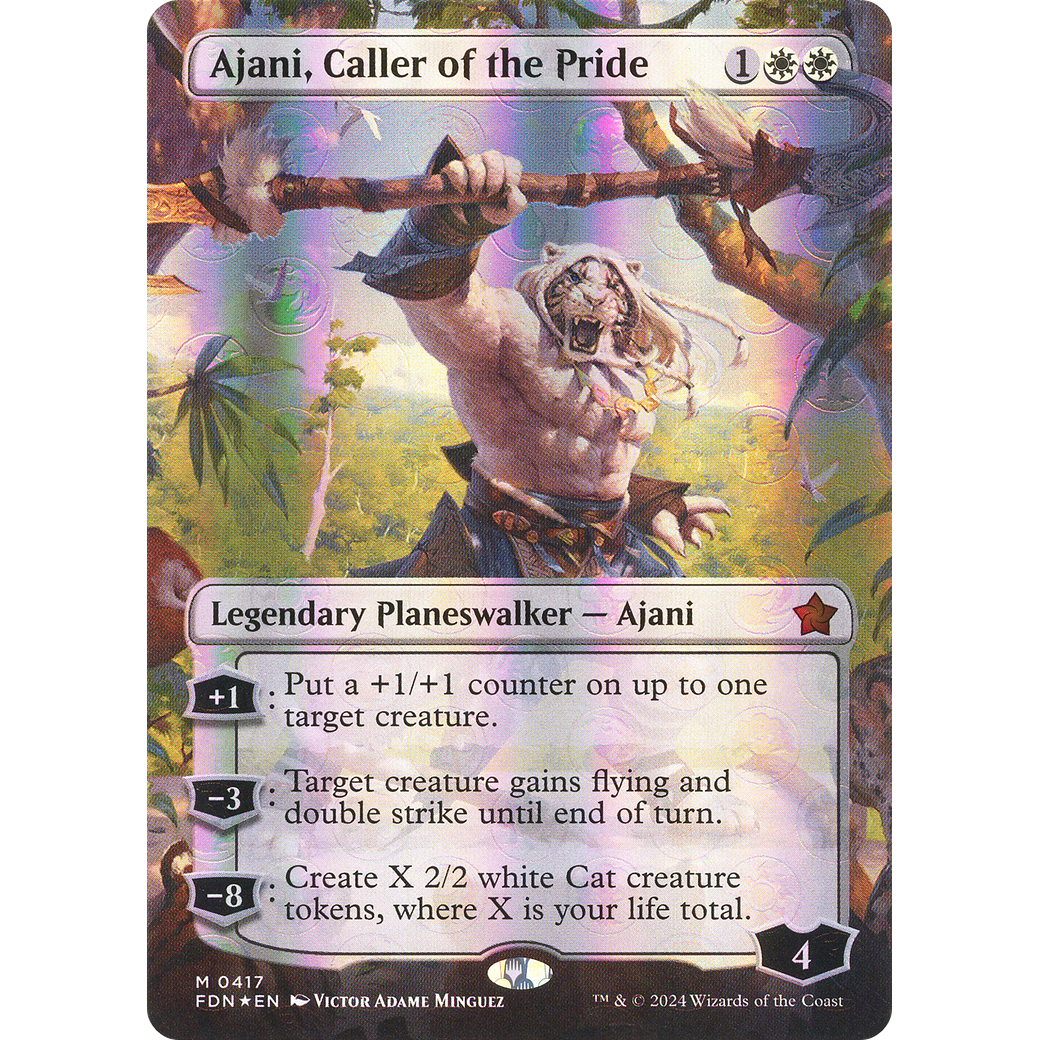 Ajani, Caller of the Pride (FDN-417) - Foundations (Borderless) Foil