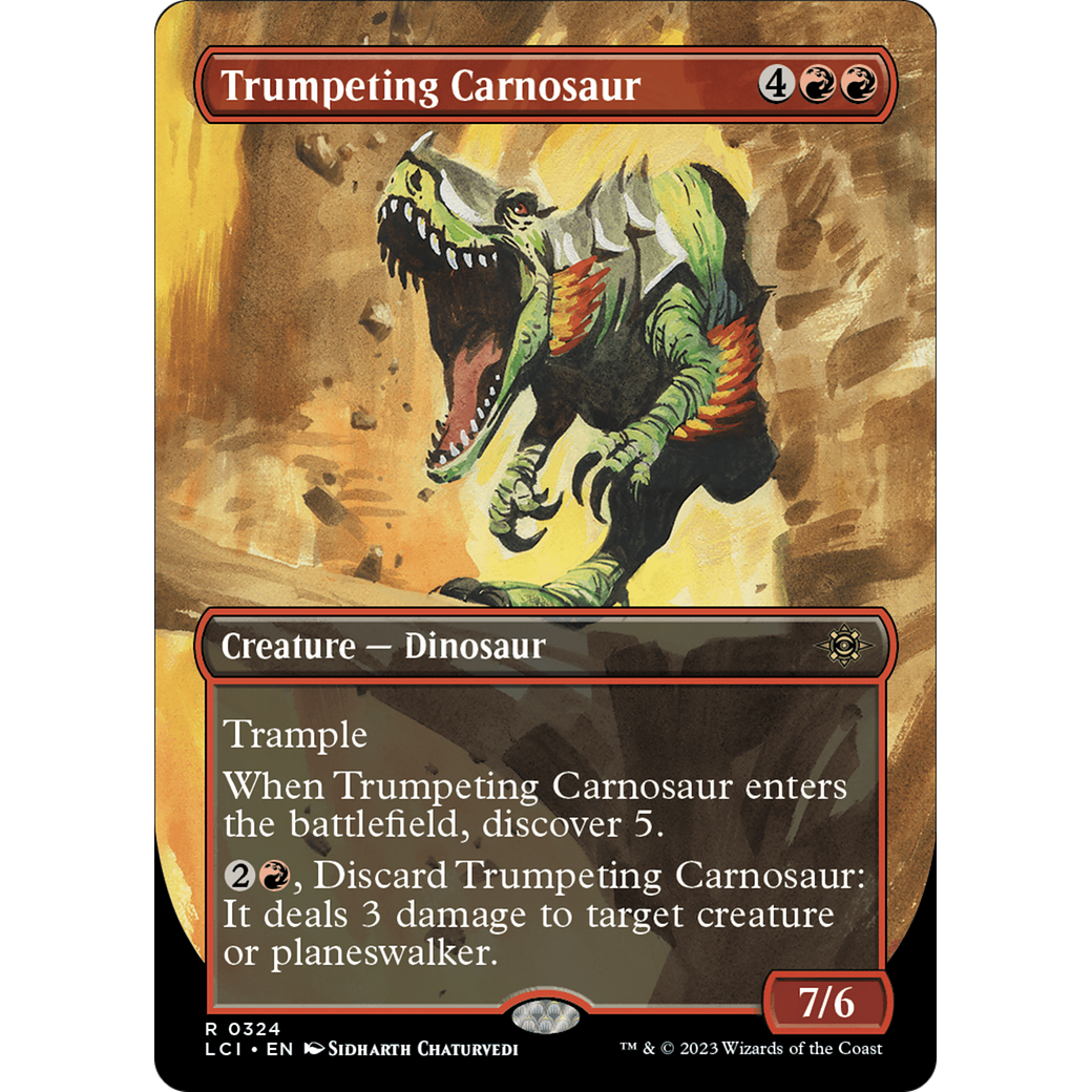 Trumpeting Carnosaur (LCI-324) - The Lost Caverns of Ixalan (Borderless) Foil