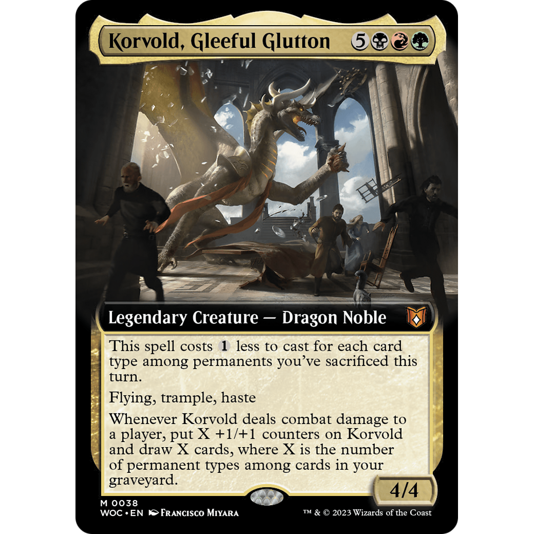 Korvold, Gleeful Glutton (WOC-038) - Wilds of Eldraine Commander: (Extended Art)