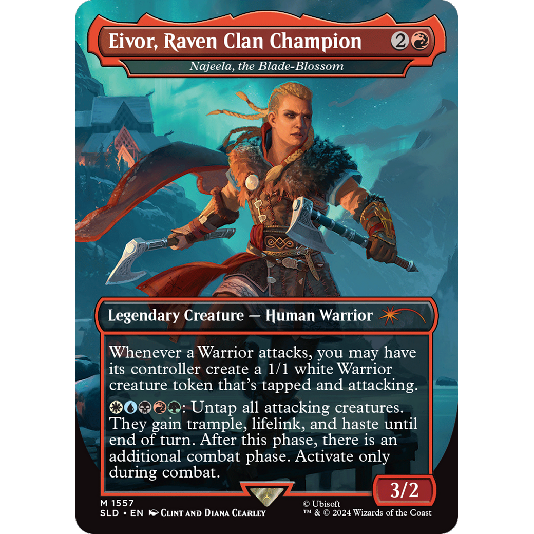 Eivor, Raven Clan Champion - Najeela, the Blade-Blossom (SLD-1557) - Secret Lair Drop / Eivor, Raven Clan Champion (Borderless)