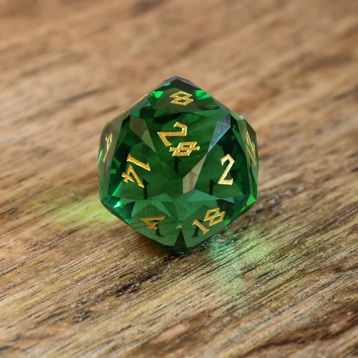 Misty Mountain - Emerald - 7-set Multifaceted Glass Dice