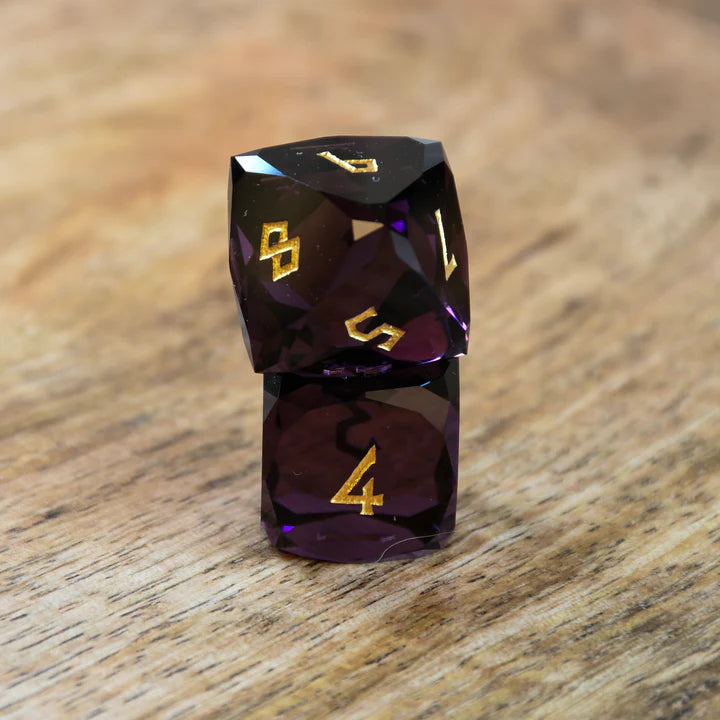 Misty Mountain - Deep Plum - 7-set Multifaceted Glass Dice
