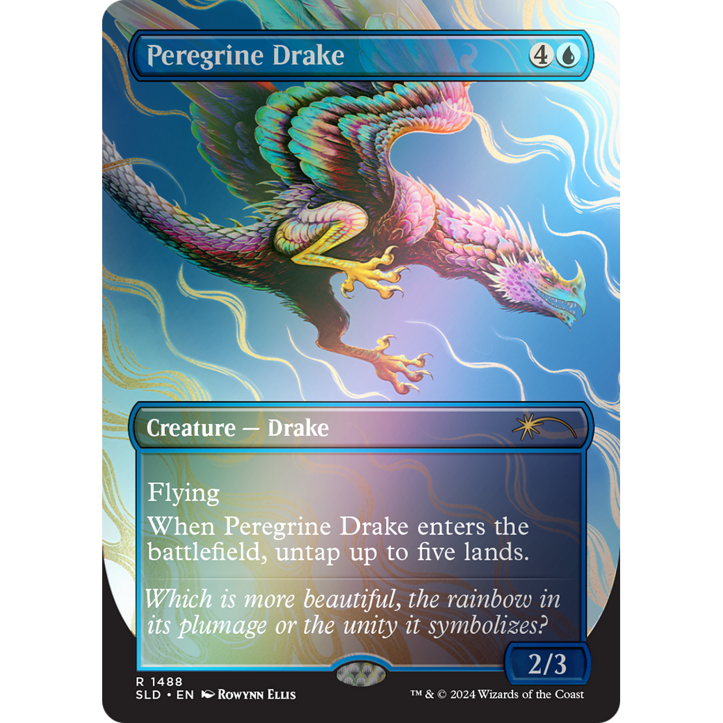 Peregrine Drake (Rainbow Foil) (SLD-1488) - Secret Lair Drop (Borderless) Foil