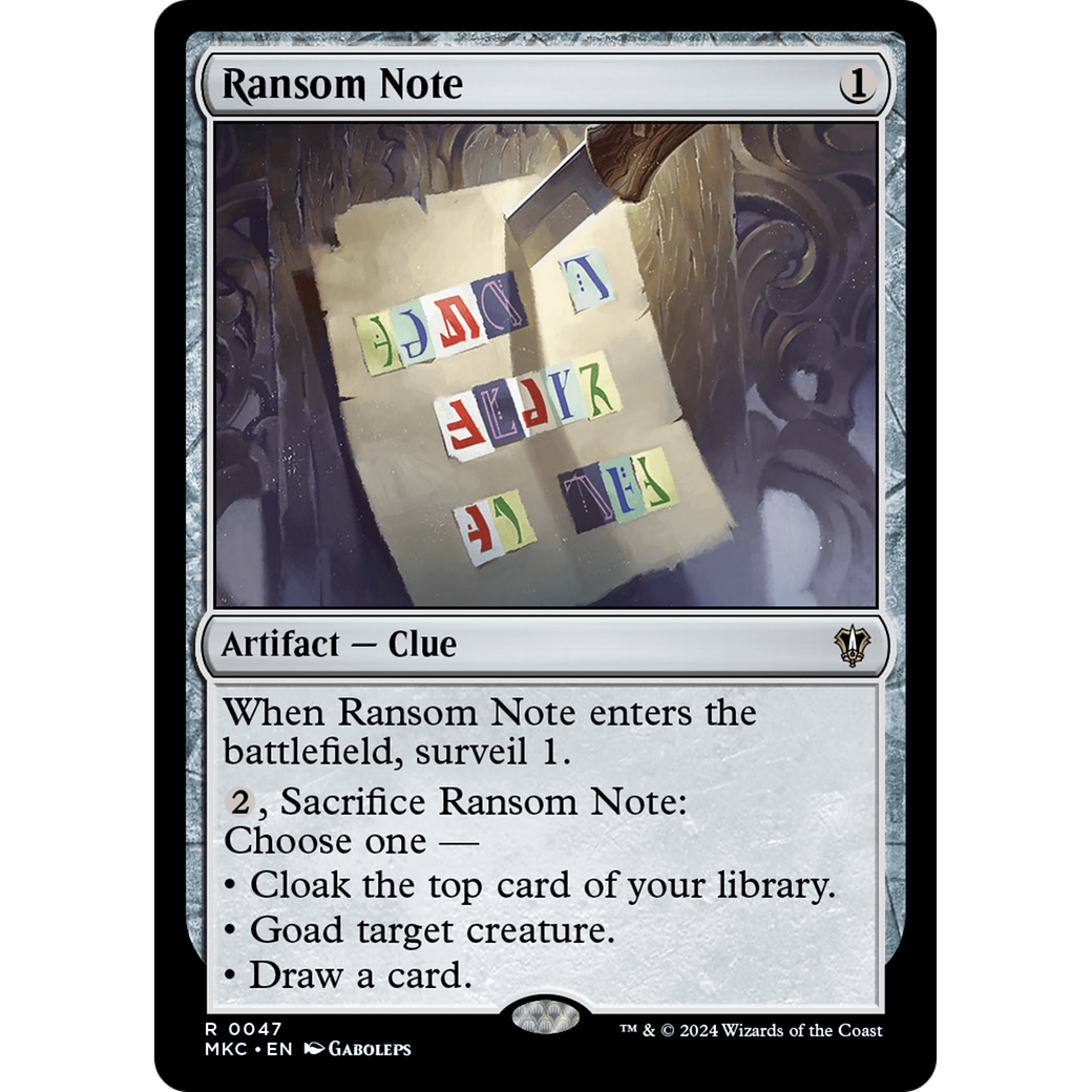Ransom Note (MKC-047) - Murders at Karlov Manor Commander