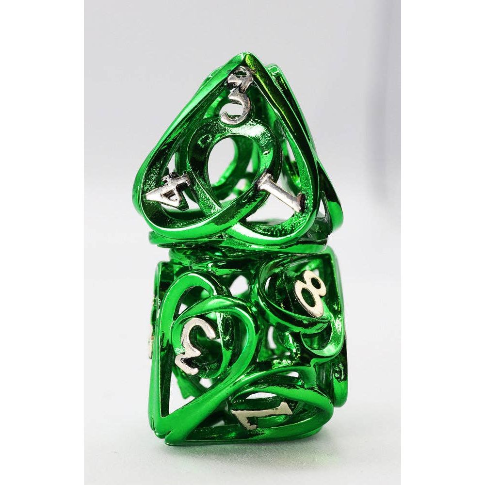 Hollow Hearts: Green - Metal RPG Dice Set