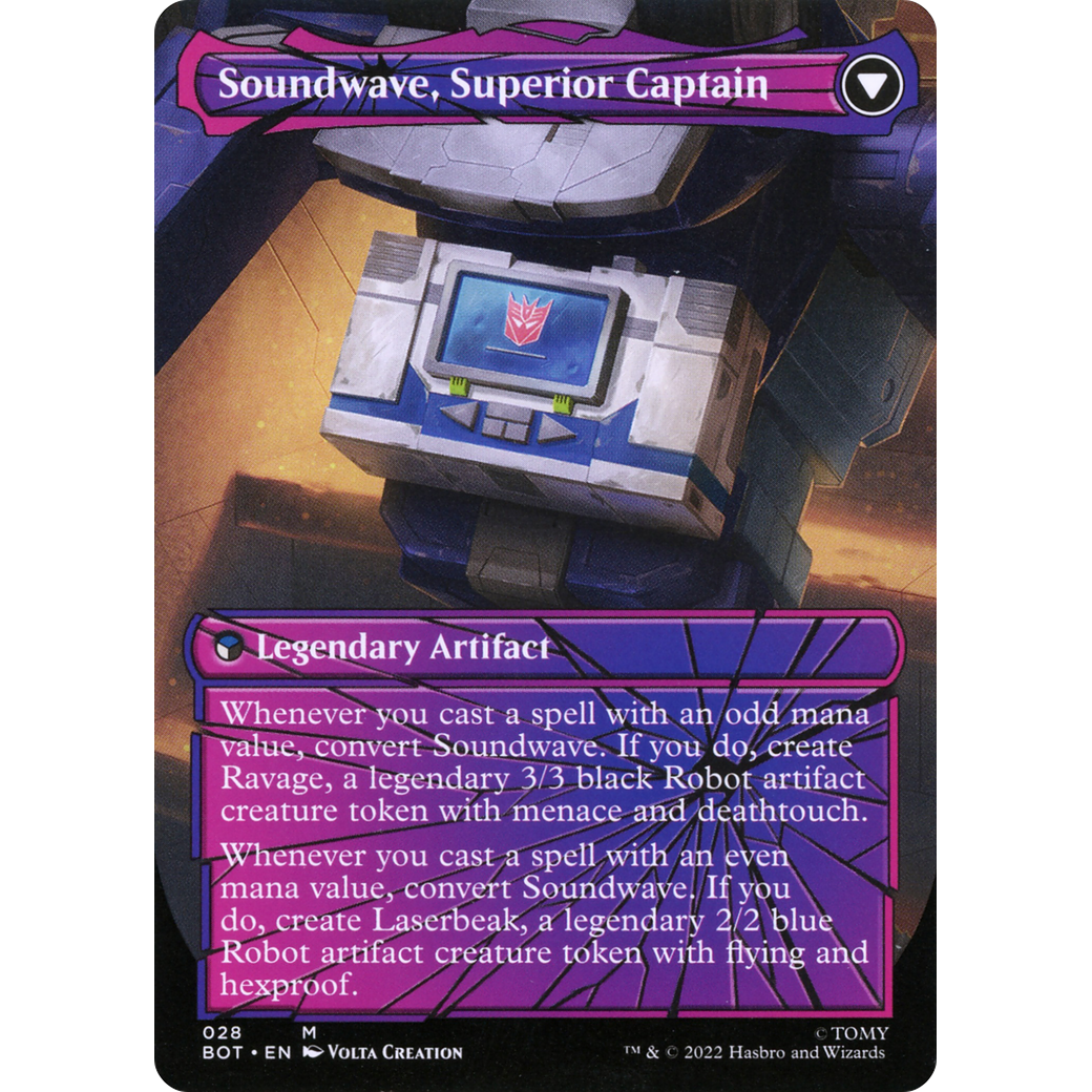 Soundwave, Sonic Spy (Shattered Glass) (BOT-028) - Transformers: (shatteredglass, convertdfc) (Borderless) Foil