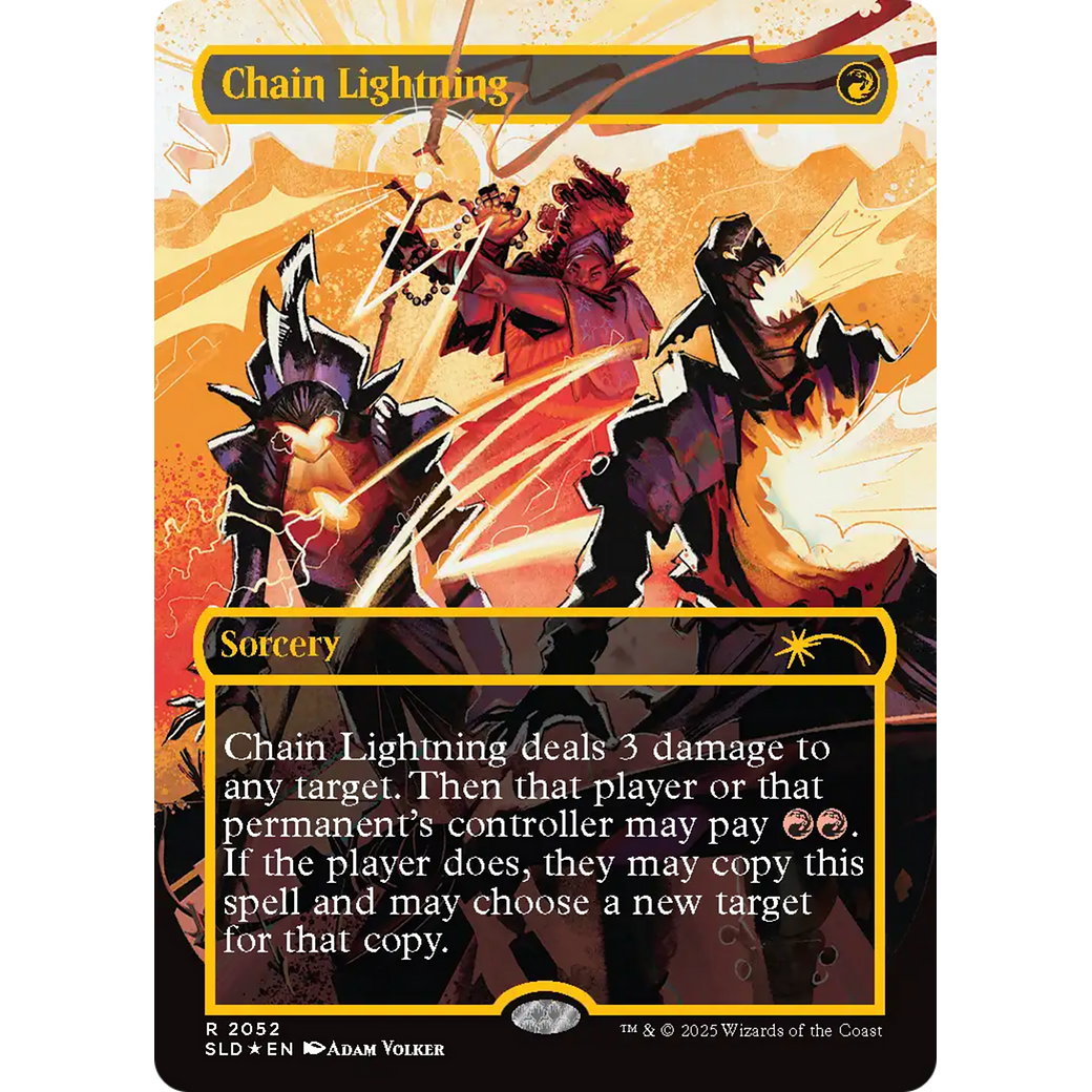 Chain Lightning (2052) (Raised Foil) (SLD-2052) - Secret Lair Drop (Borderless) Foil