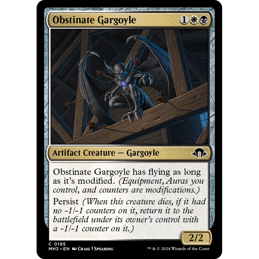 Obstinate Gargoyle (MH3-195) - Modern Horizons 3 Foil