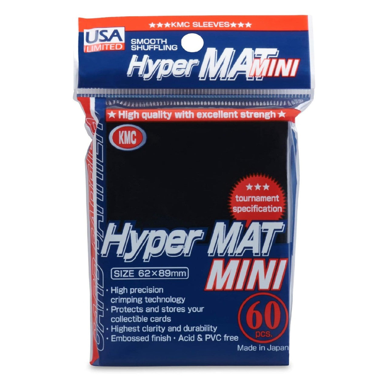 KMC Mini Hyper Mat Sleeves USA Pack Black 60CT (Matte)