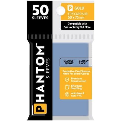 Phantom Sleeves: Gold Glossy/Glossy 50ct 50mmX75mm