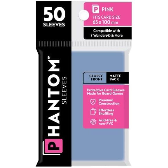 Phantom Sleeves: Pink Glossy/Matte 50ct 65mmX100mm