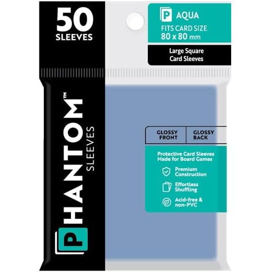 Phantom Sleeves: Aqua Glossy/Glossy 50ct 80mmx80mm
