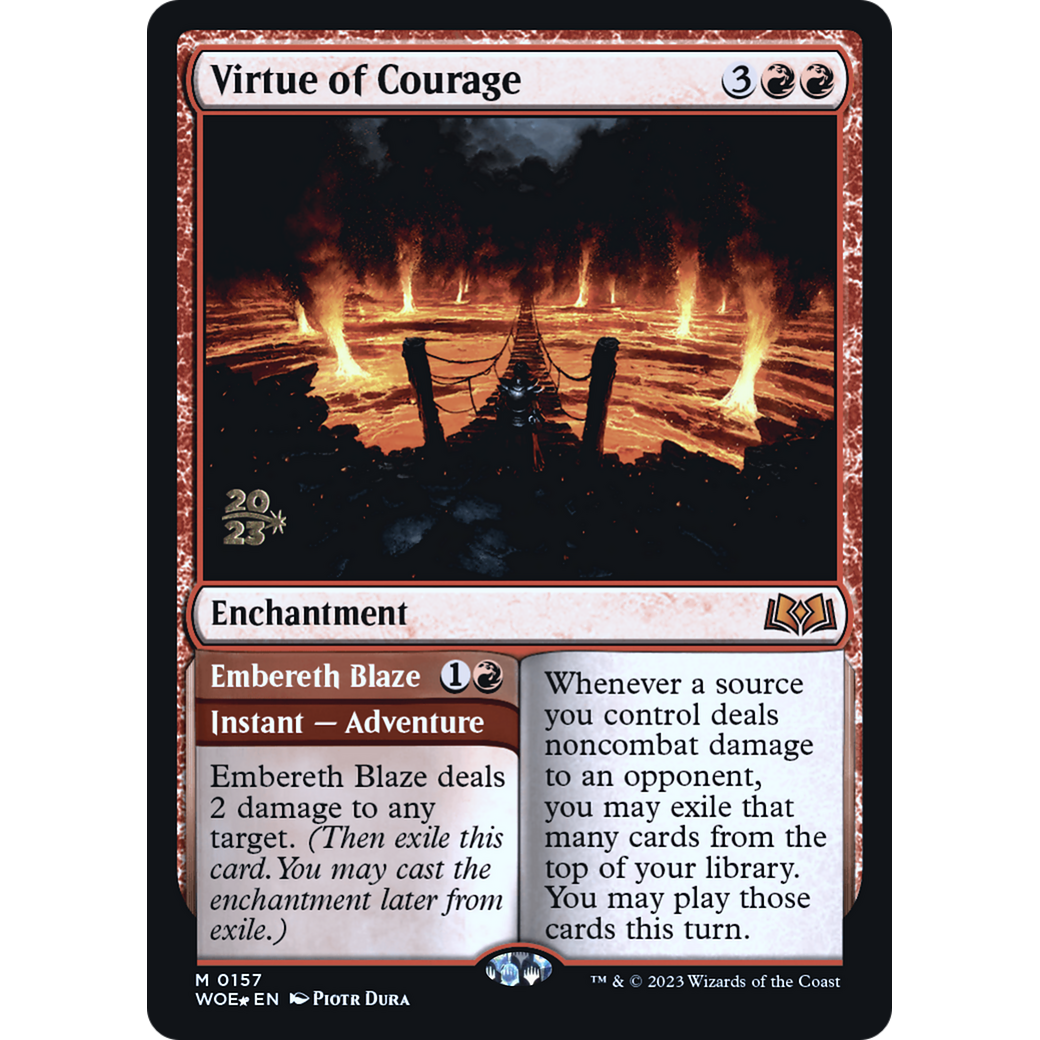 Virtue of Courage // Embereth Blaze (PRE-157S) - Wilds of Eldraine Promos Foil