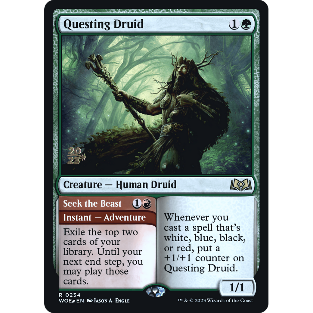 Questing Druid // Seek the Beast (PRE-234S) - Wilds of Eldraine Promos Foil