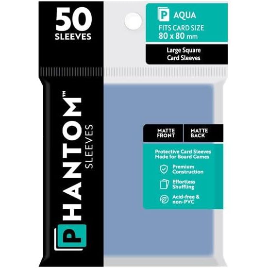 Phantom Sleeves: Aqua Matte/Matte 50ct 80mmx80mm