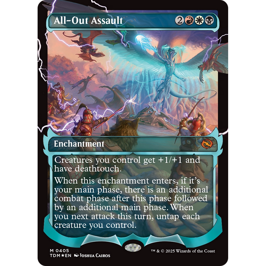 All-Out Assault (TDM-405) - Tarkir: Dragonstorm: (Showcase, enchantment) (Borderless) Foil