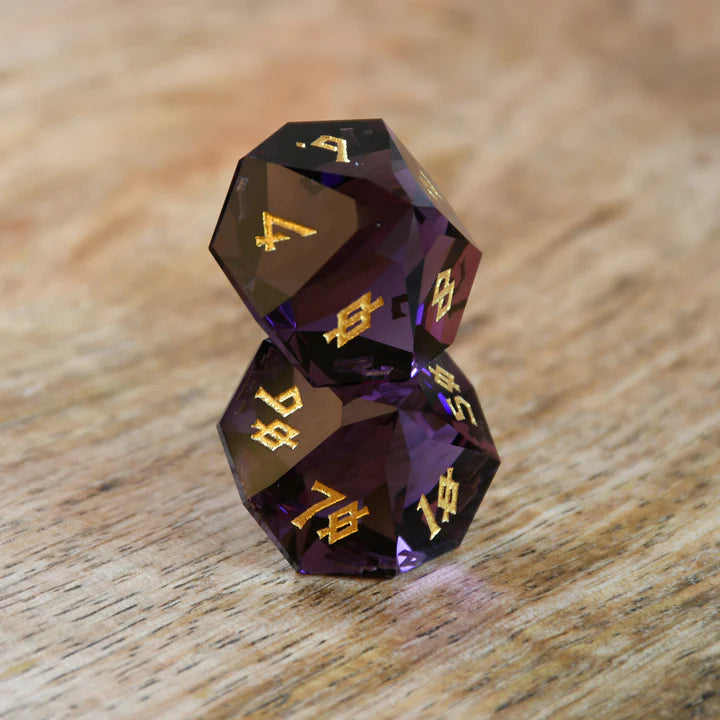 Misty Mountain - Deep Plum - 7-set Multifaceted Glass Dice