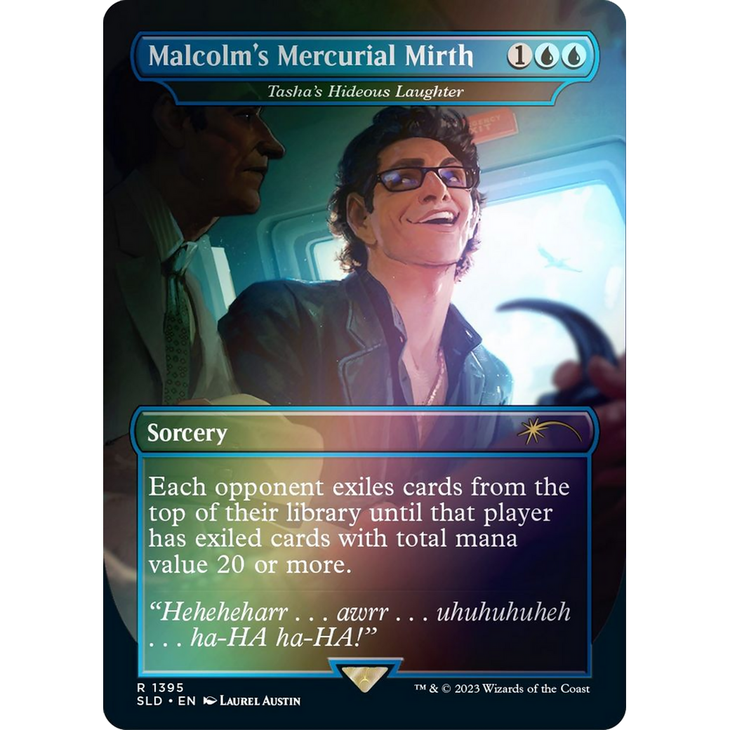 Malcolm's Mercurial Mirth - Tasha's Hideous Laughter (Rainbow Foil) (SLD-1395) - Secret Lair Drop / Malcolm's Mercurial Mirth (Borderless) Foil
