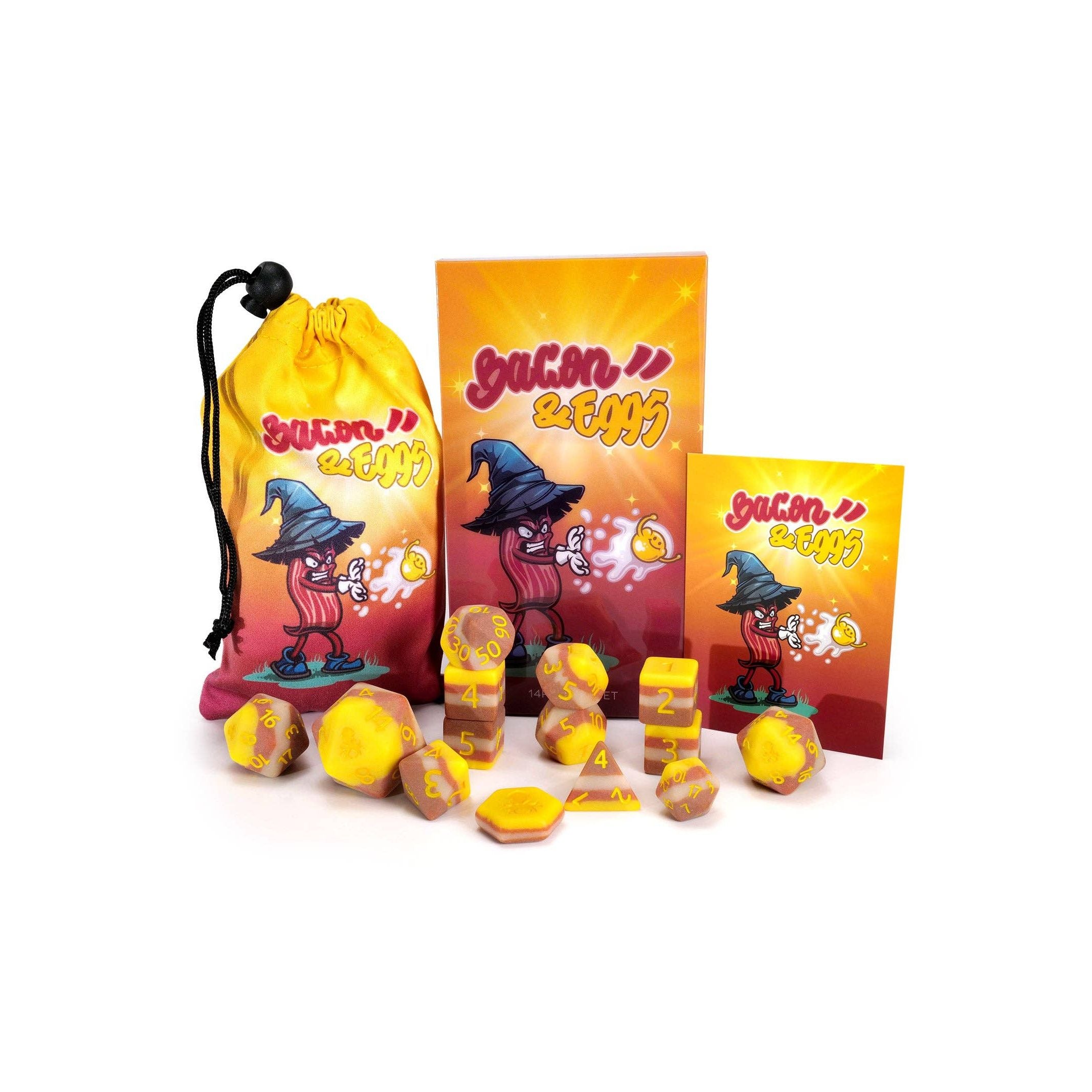 Bacon and Eggs 14pc Dice Bundle Inked in Yellow