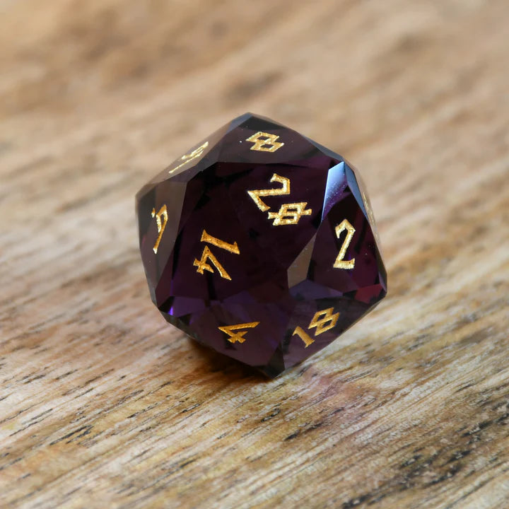 Misty Mountain - Deep Plum - 7-set Multifaceted Glass Dice