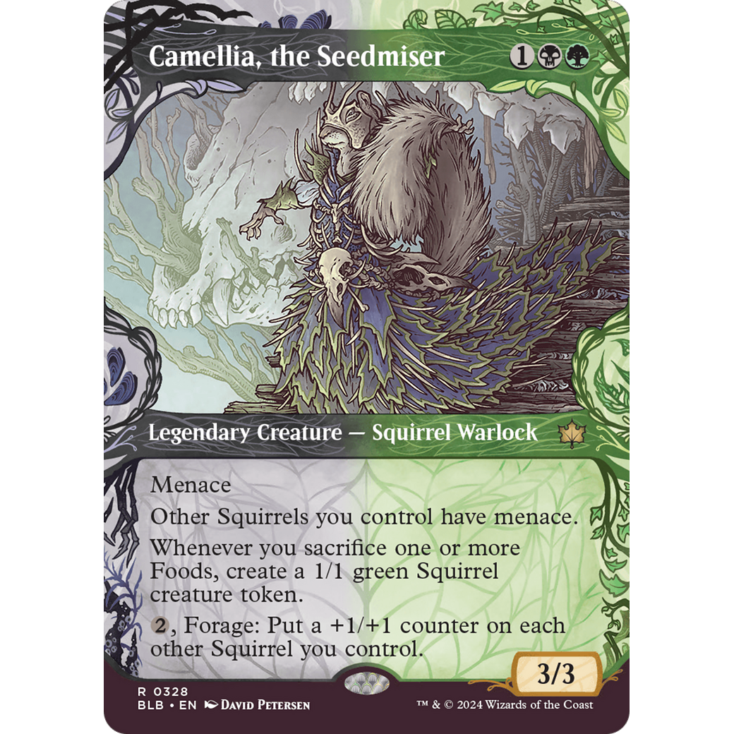 Camellia, the Seedmiser (BLB-328) - Bloomburrow: (Showcase) (Borderless) Foil