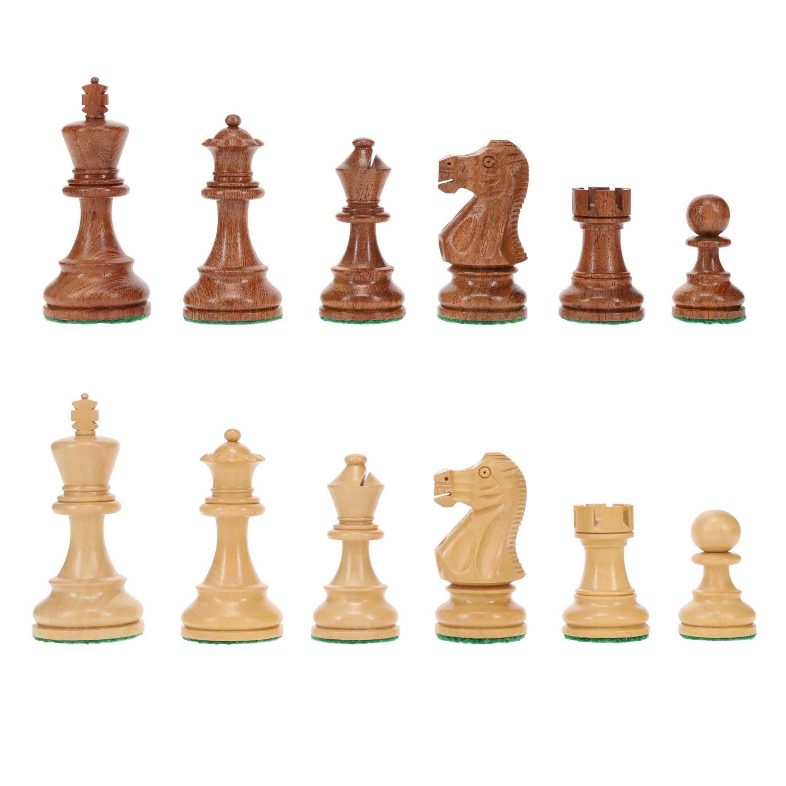 Wooden English Chess Pieces, Weighted with 3.5 inch King