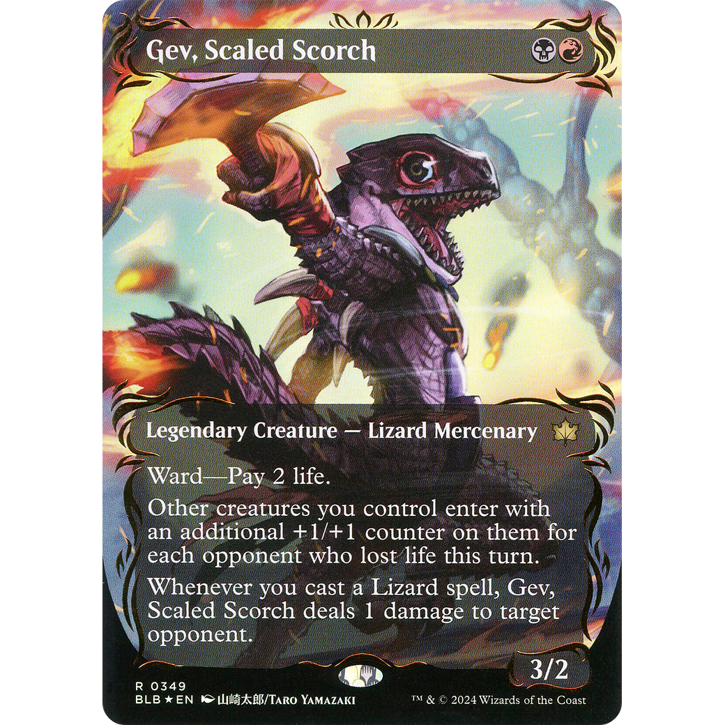 Gev, Scaled Scorch (BLB-349) - Bloomburrow: (Showcase) (Borderless) Foil
