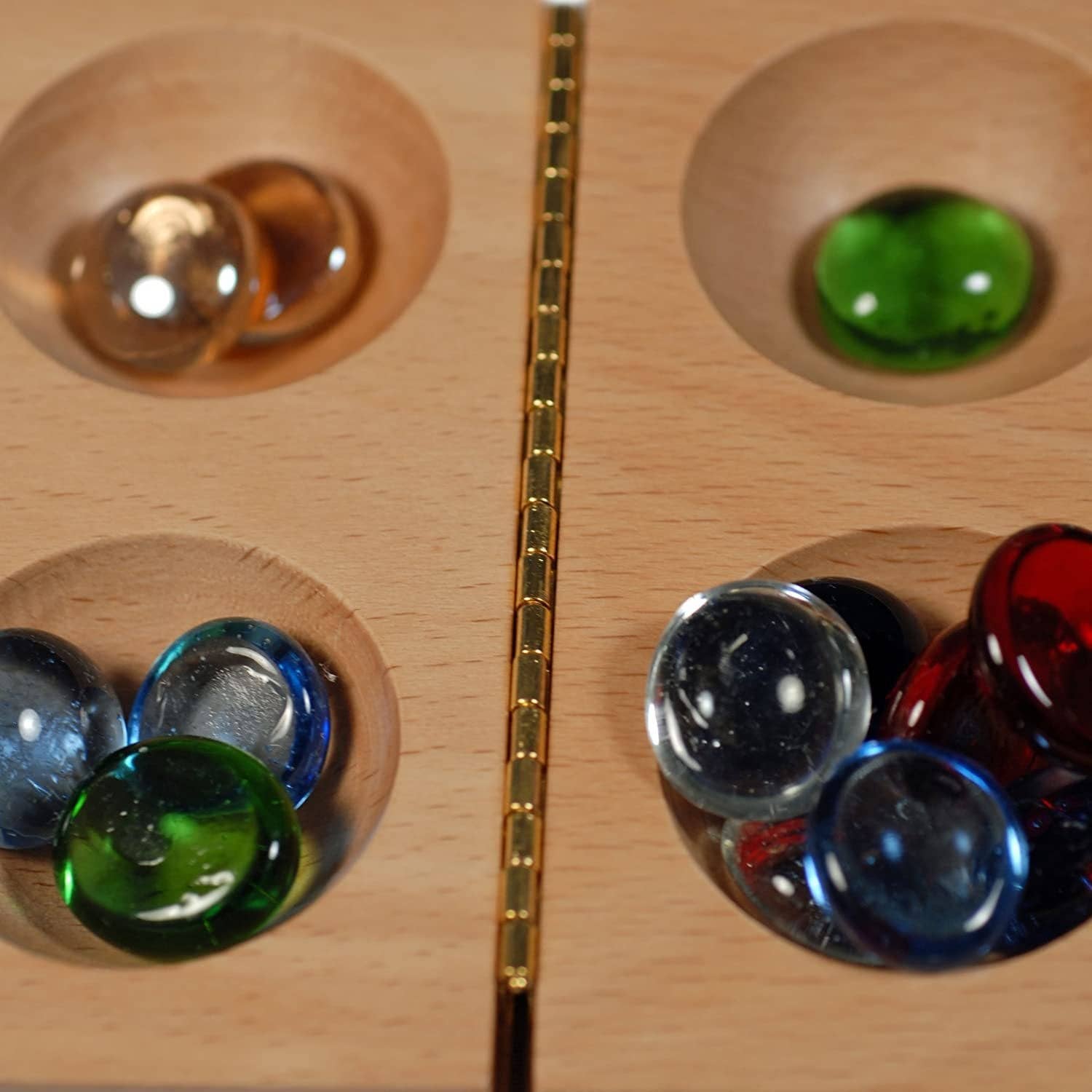 Solid Wood Folding Mancala with Glass Stones - 18 in.