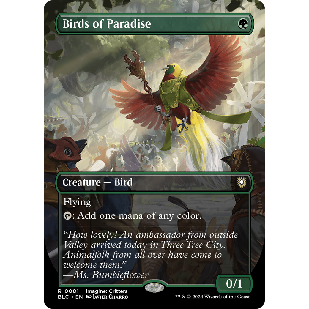 Birds of Paradise (BLC-081) - Bloomburrow Commander (Borderless) Foil