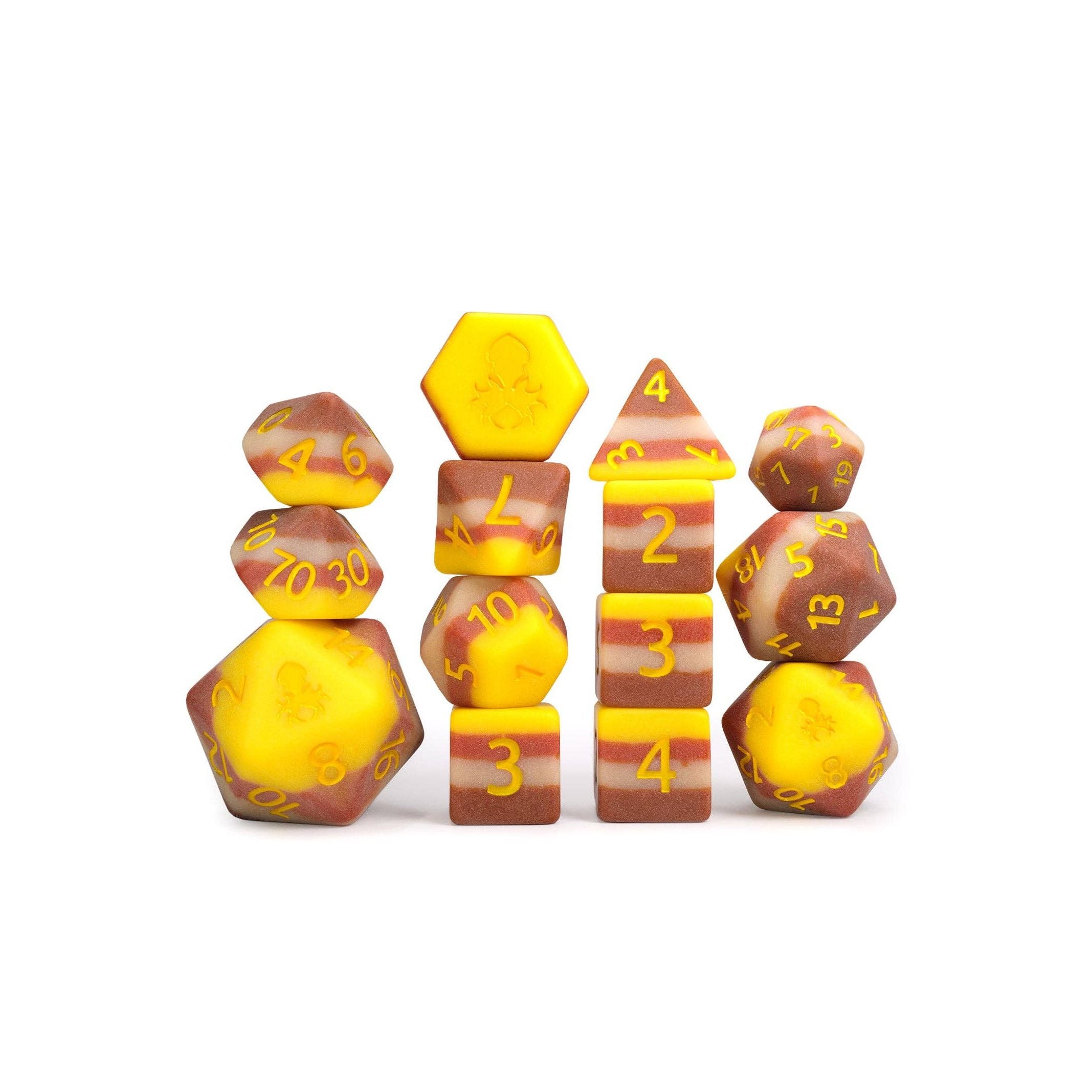 Bacon and Eggs 14pc Dice Bundle Inked in Yellow