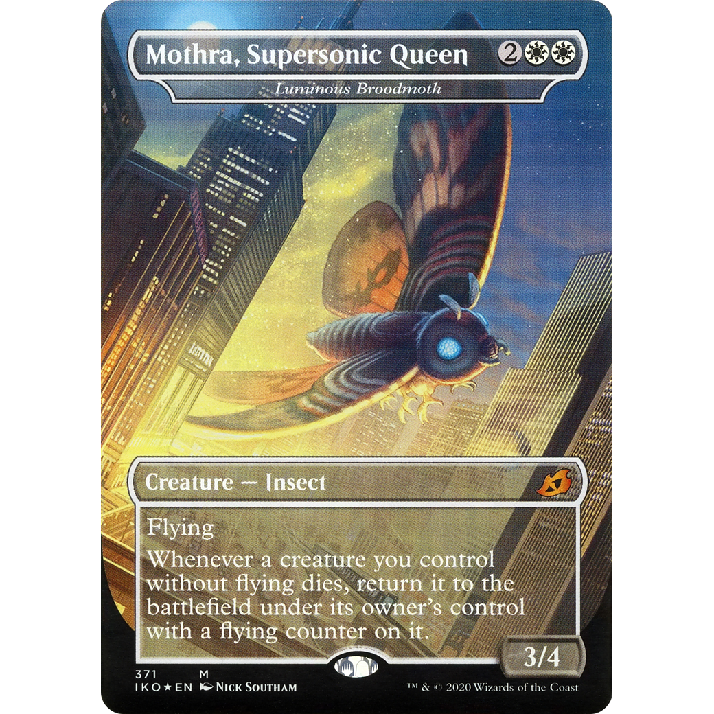 Mothra, Supersonic Queen - Luminous Broodmoth (IKO-371) - Ikoria: Lair of Behemoths / Mothra, Supersonic Queen (Borderless) Foil