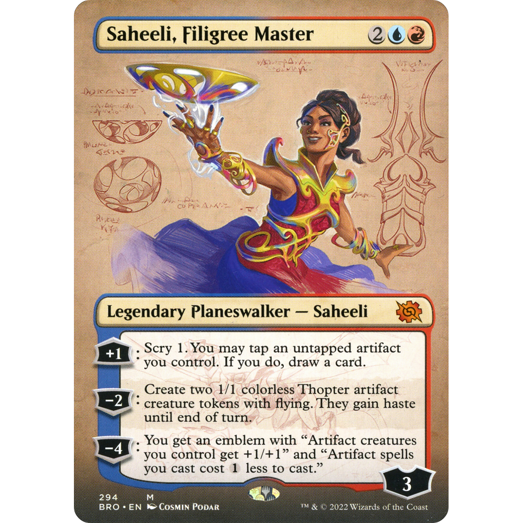 Saheeli, Filigree Master (Borderless) (BRO-294) - The Brothers' War (Borderless) Foil
