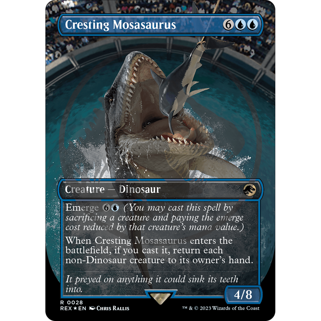 Cresting Mosasaurus (Borderless) (Emblem) (REX-028) - Jurassic World Collection (Borderless) Foil