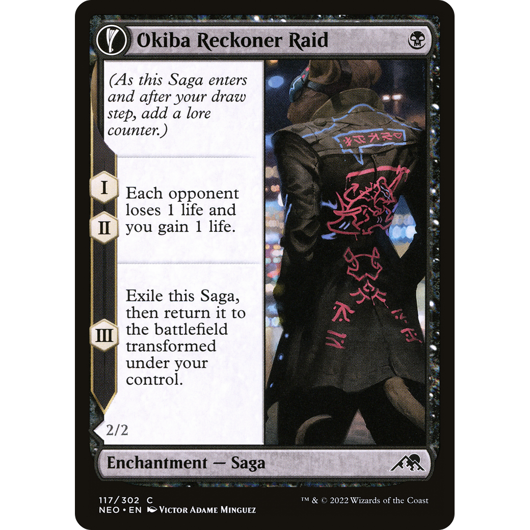 Okiba Reckoner Raid // Nezumi Road Captain (NEO-117) - Kamigawa: Neon Dynasty: (fandfc, enchantment)
